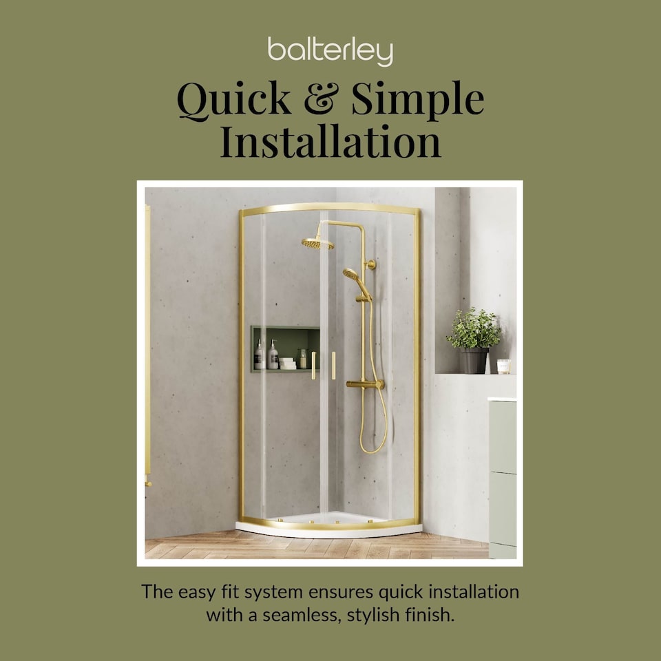 image 1 of 6mm Glass Quadrant Shower Enclosure 1900 x 800 x 800mm Brushed Brass | Copper | Brushed Brass | 1