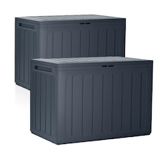 Anthracite Garden Storage Box - Wood Design | Black | Vertical Stripes | 1