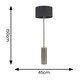image 3 of ValueLights Lexy Charcoal Fabric Drum Shade with Brushed Chrome Dimmable Floor Lamp with LED Bulb Grey
