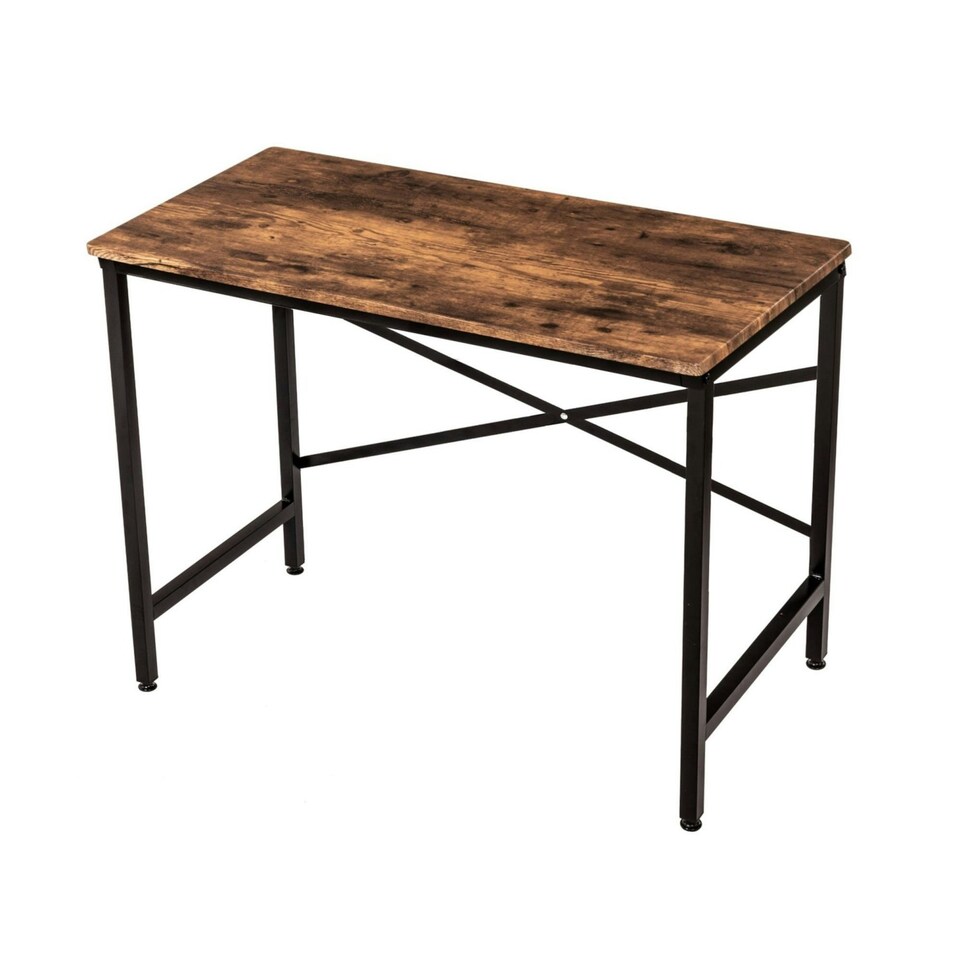 image 1 of Oypla 100cm Heavy Duty Industrial Writing Computer Desk Home Office Worktop Table Brown