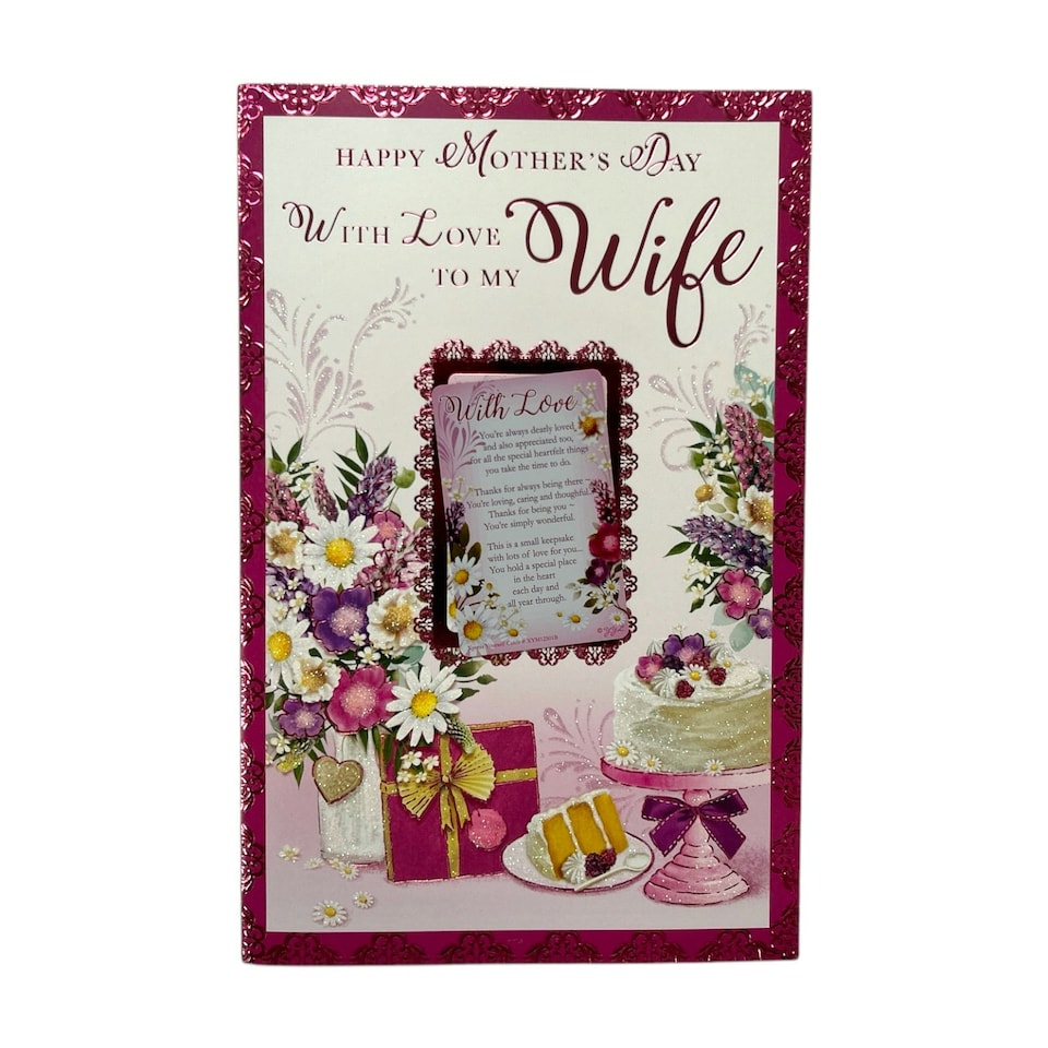 image 1 of With Love to My Wife Floral Design Keepsake Mother's Day Boxed Card