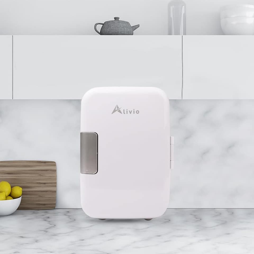image 1 of Alivio 4L Portable Mini Fridge, Compact Electric Cooler & Warmer for Home, Office & Travel | White | white | 1