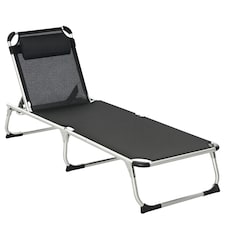 Outsunny Folding Outdoor Reclining Sun Lounger Chair Aluminium Frame Black