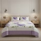 image 2 of Reversible Floral Duvet Set Elegant Flower Stripe Pattern Bedding for Home Decor | Purple | Lilac | King