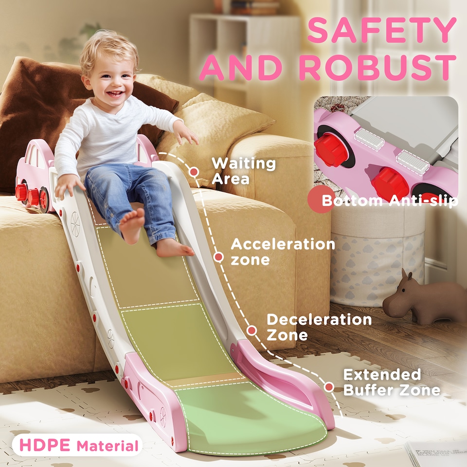 image 1 of AIYAPLAY Indoor Toddler Kids Slide for Bed, Sofa, Easy to Assemble, Pink