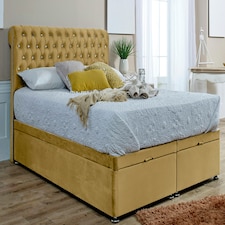 Santino Divan Ottoman Plush Small Double Bed Frame - Beige