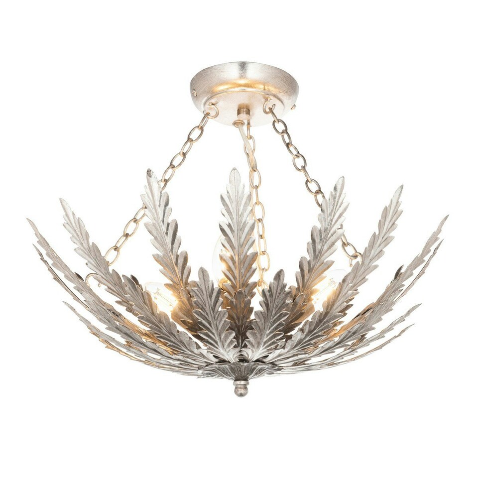 image 1 of Delphine Decorative Silver Layered Leaf Semi Flush Ceiling Light
