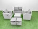 image 1 of Fimous Light Grey PE Wicker Rattan Garden Furniture Set Sofa Set Reclining Adjustable Chair Square Coffee Table 6 Seater 2 Small Stools
