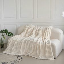 Velosso Chunky Cord Super Soft Plush Heavy Blanket - 200cm x 240cm Cream | Ivory