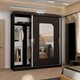 image 4 of Modern Mirror Sliding Wardrobe with Gloss Strips & Storage