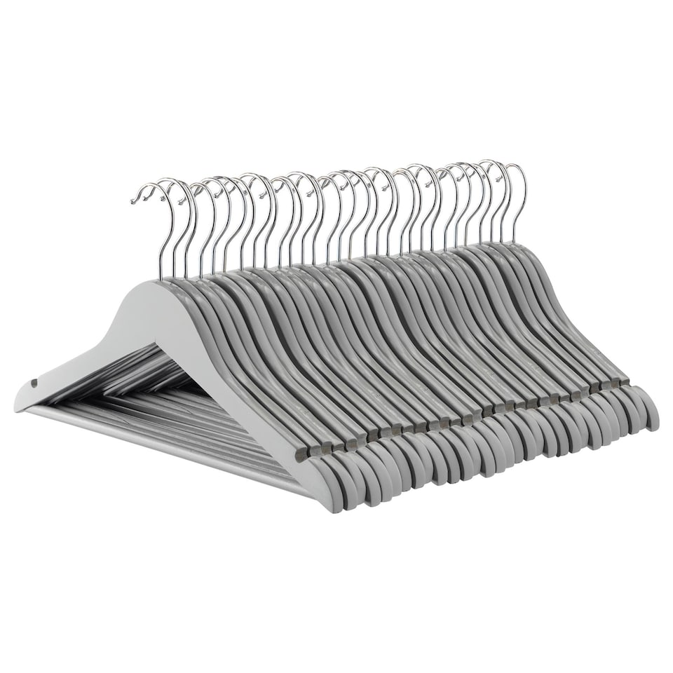 image 1 of Harbour Housewares Wooden Children's Coat Hangers - Grey - Pack of 30