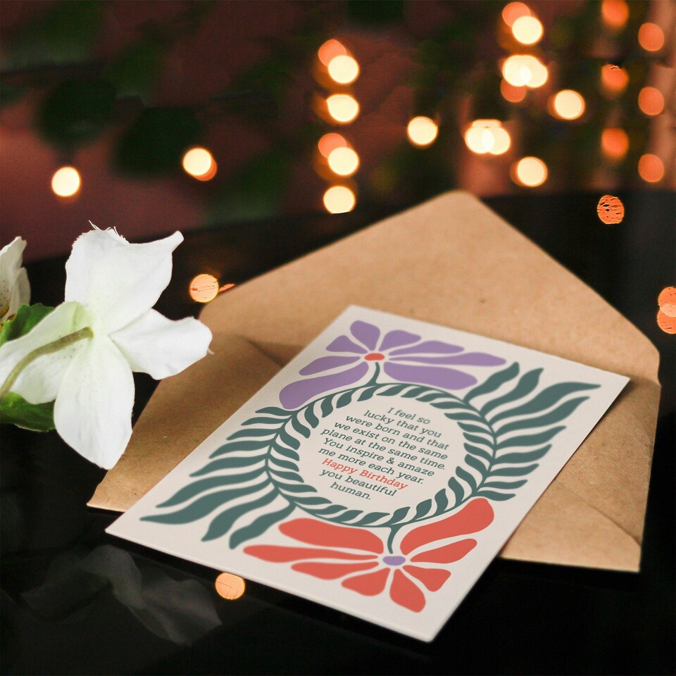 image 1 of Birthday Card You Inspire And Amaze Me Groovy Floral Design