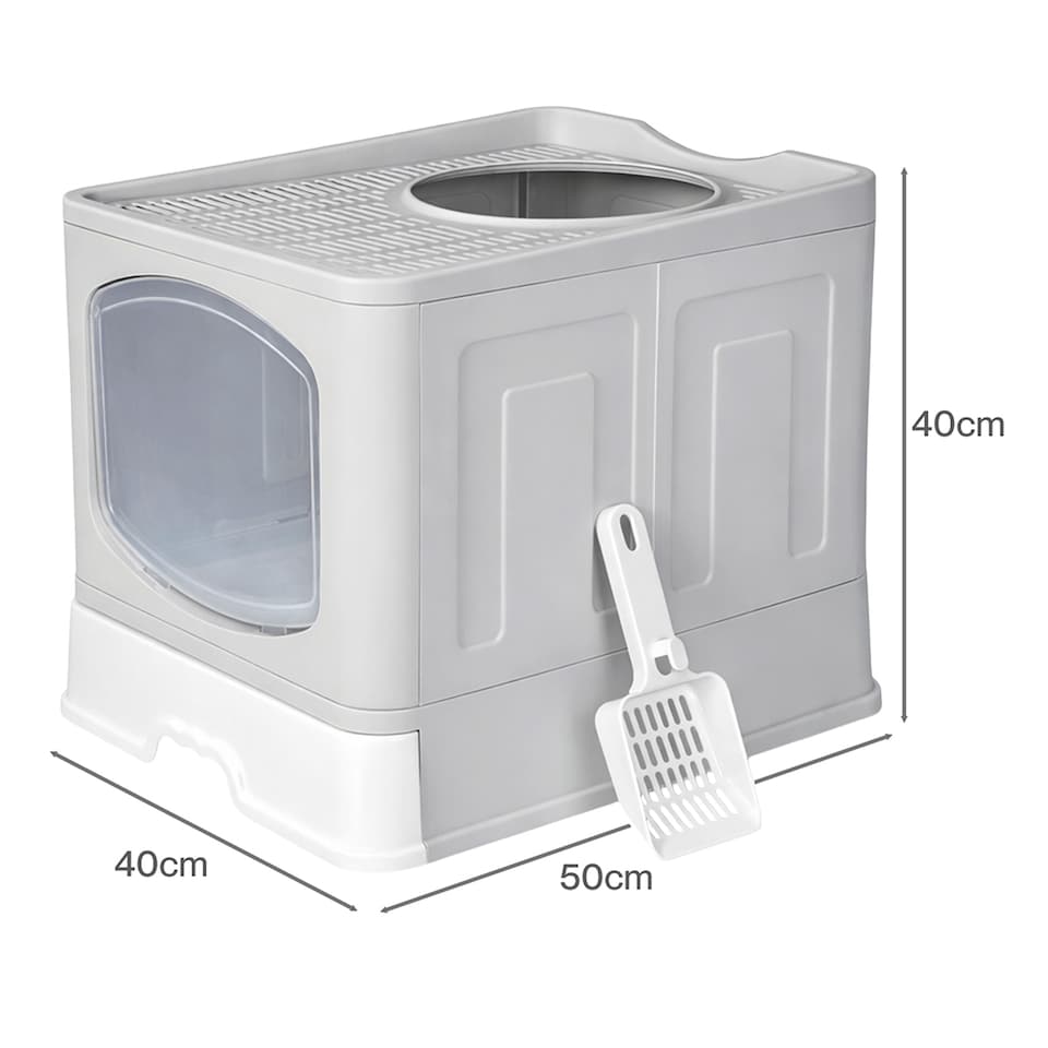 image 1 of Skylos Cat Litter Box Foldable Entry Top Exit Anti Tracking Cat Litter Tray