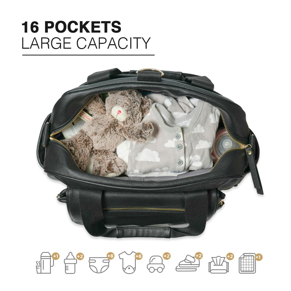 image 1 of Allis Baby Changing Bag with Changing Mat - Black Black