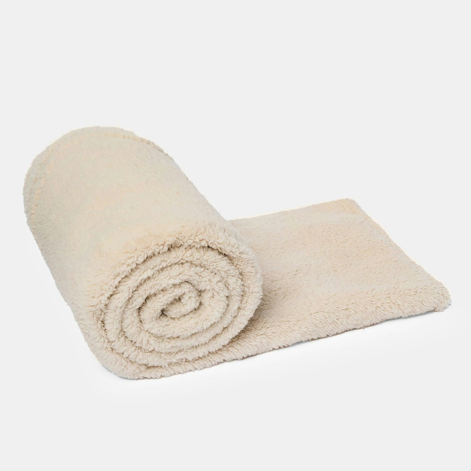 image 1 of OHS Soft Plush Teddy Fleece Throw Blanket, 150x200cm - Natural