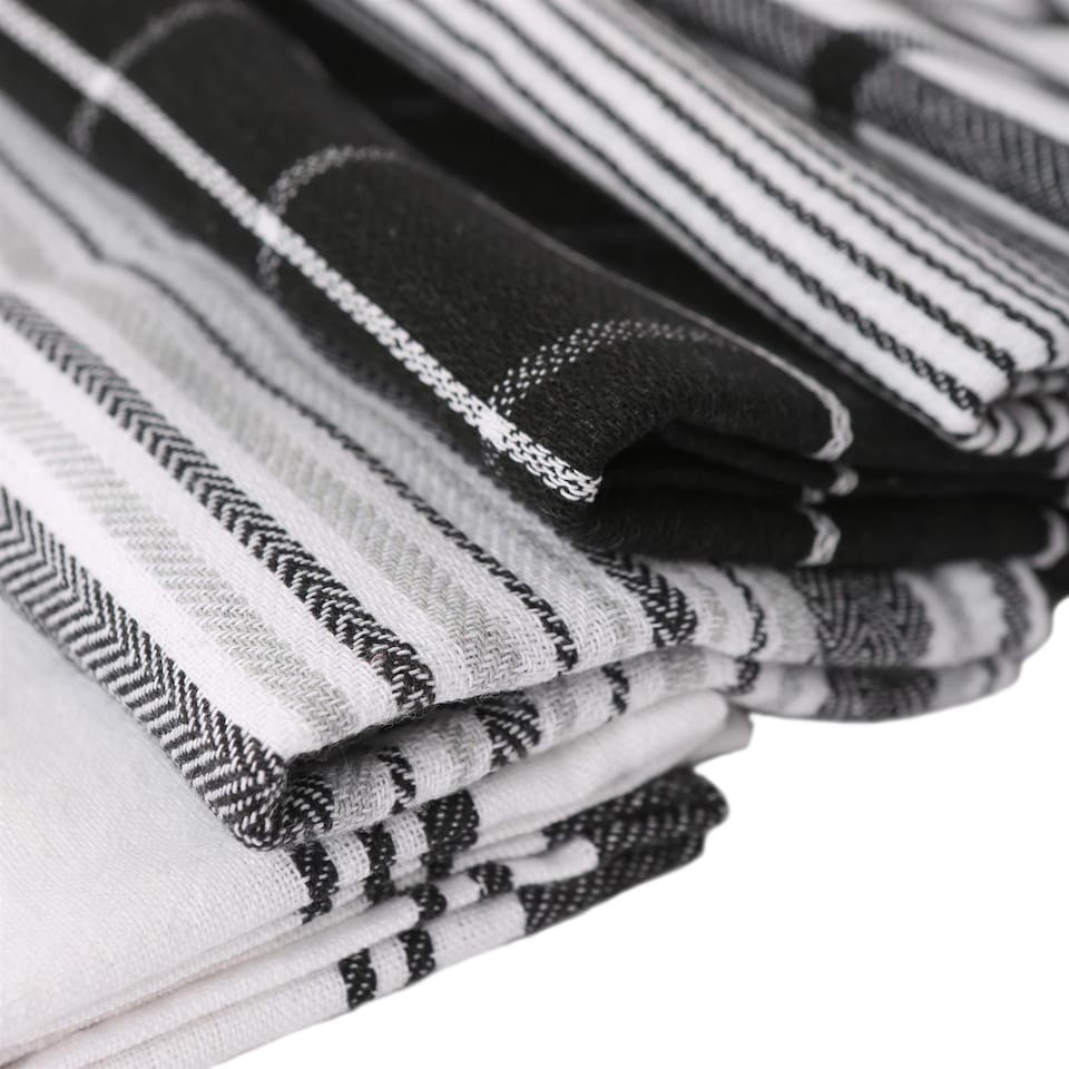 image 1 of Nicola Spring 10pc Cotton Tea Towel Set - 70cm x 50cm - Monochrome