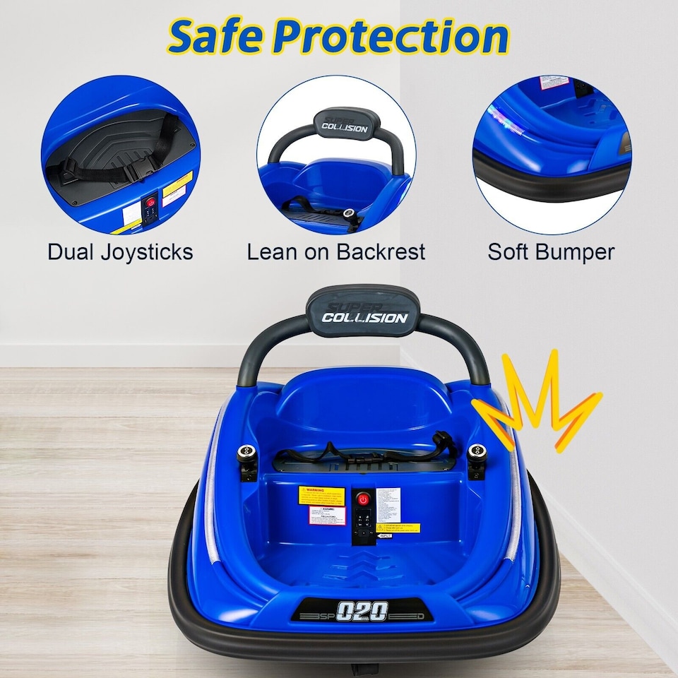 image 1 of COSTWAY Toy Car Kids Ride-On Bumper Car Electric 12V Blue
