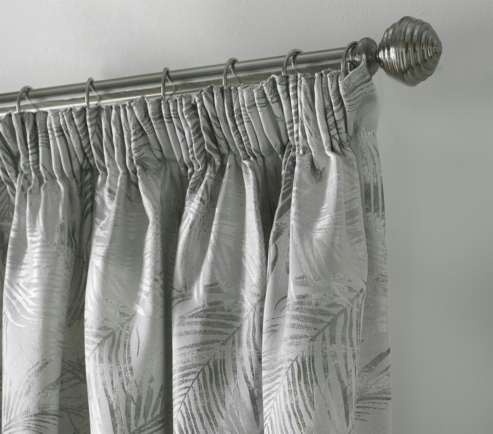 image 1 of Fiji Pencil Pleat Curtains - Silver - 229 cm x 229 cm