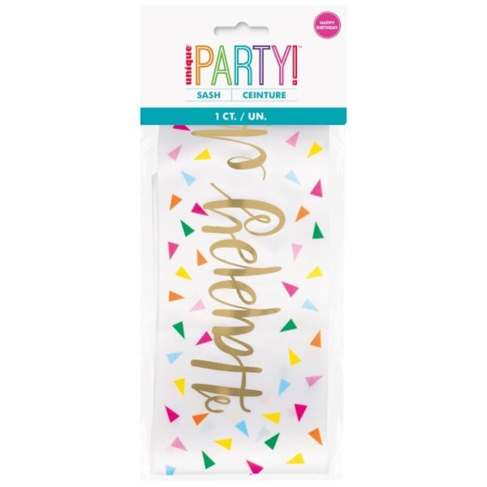 image 1 of Gold Foil Stamping "Happy Birthday" Sash