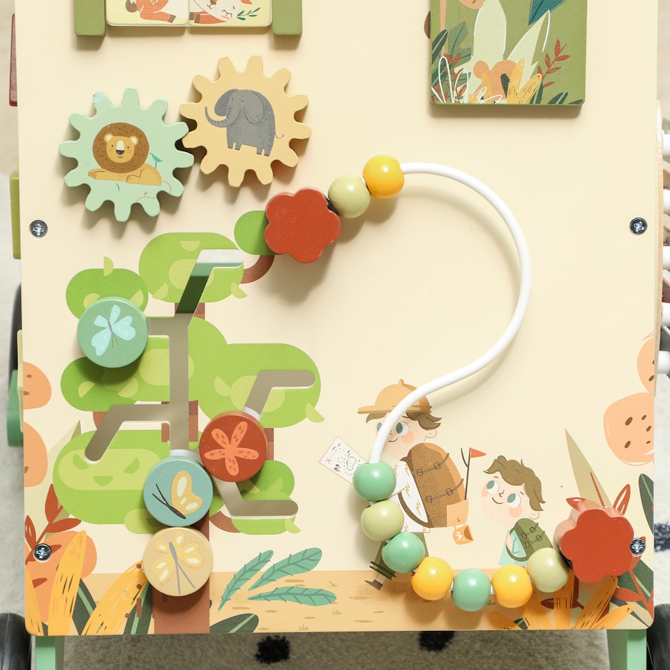 image 1 of AIYAPLAY Wooden Baby Walker, Push Along Walker Toys with Speed Control, Montessori-Inspired Learning Activity Centre with Xylophone, gears and Bead Maze for 18+ Months Boys Girls, Green