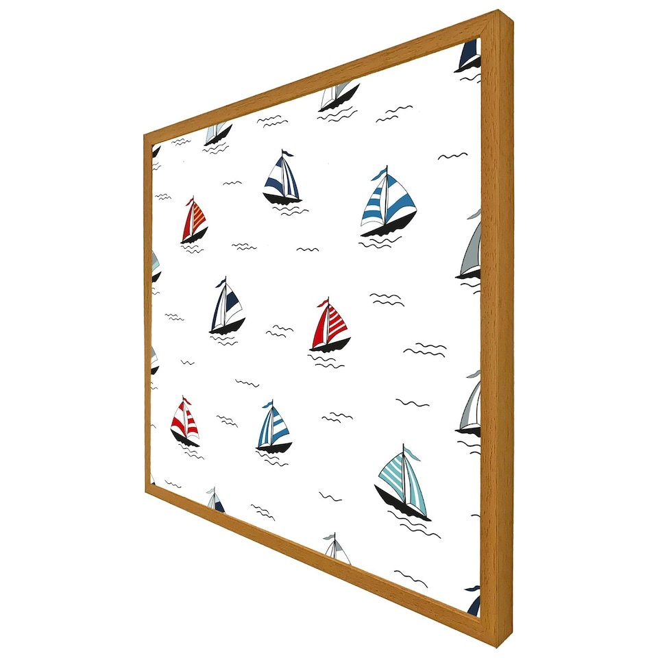 image 1 of Red & blue sailboats (Picture Frame) Brown | XS
