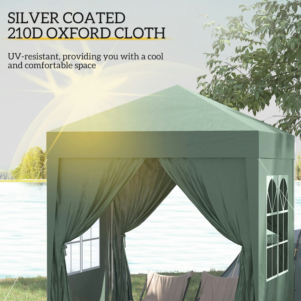 image 1 of Outsunny 2mx2m Pop Up Gazebo Party Tent Canopy Marquee with Storage Bag Green