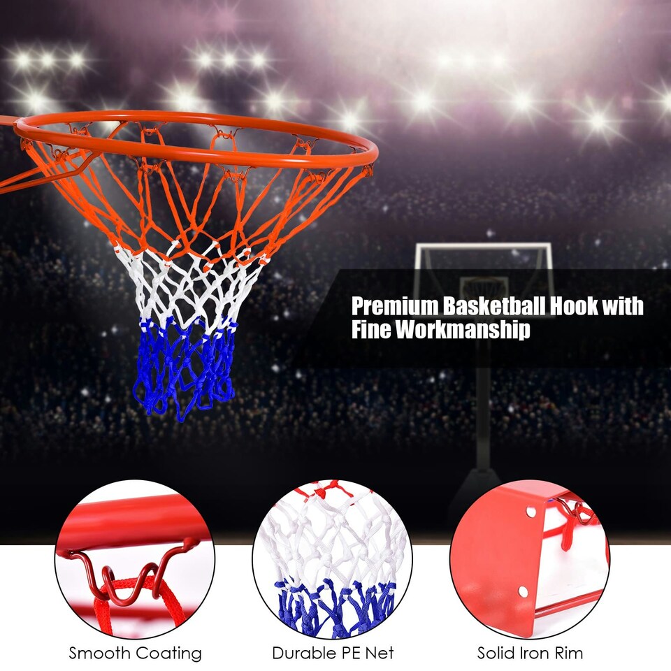 image 1 of COSTWAY 46 cm Basketball Replacement Net Goal Hoop Red Red | Standard