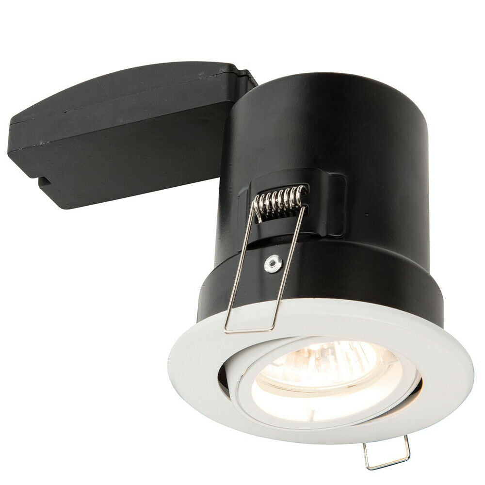 Loops FIRE RATED GU10 Lamp Ceiling Down Light White PUSH FIT FAST FIX Adjustable Tilt