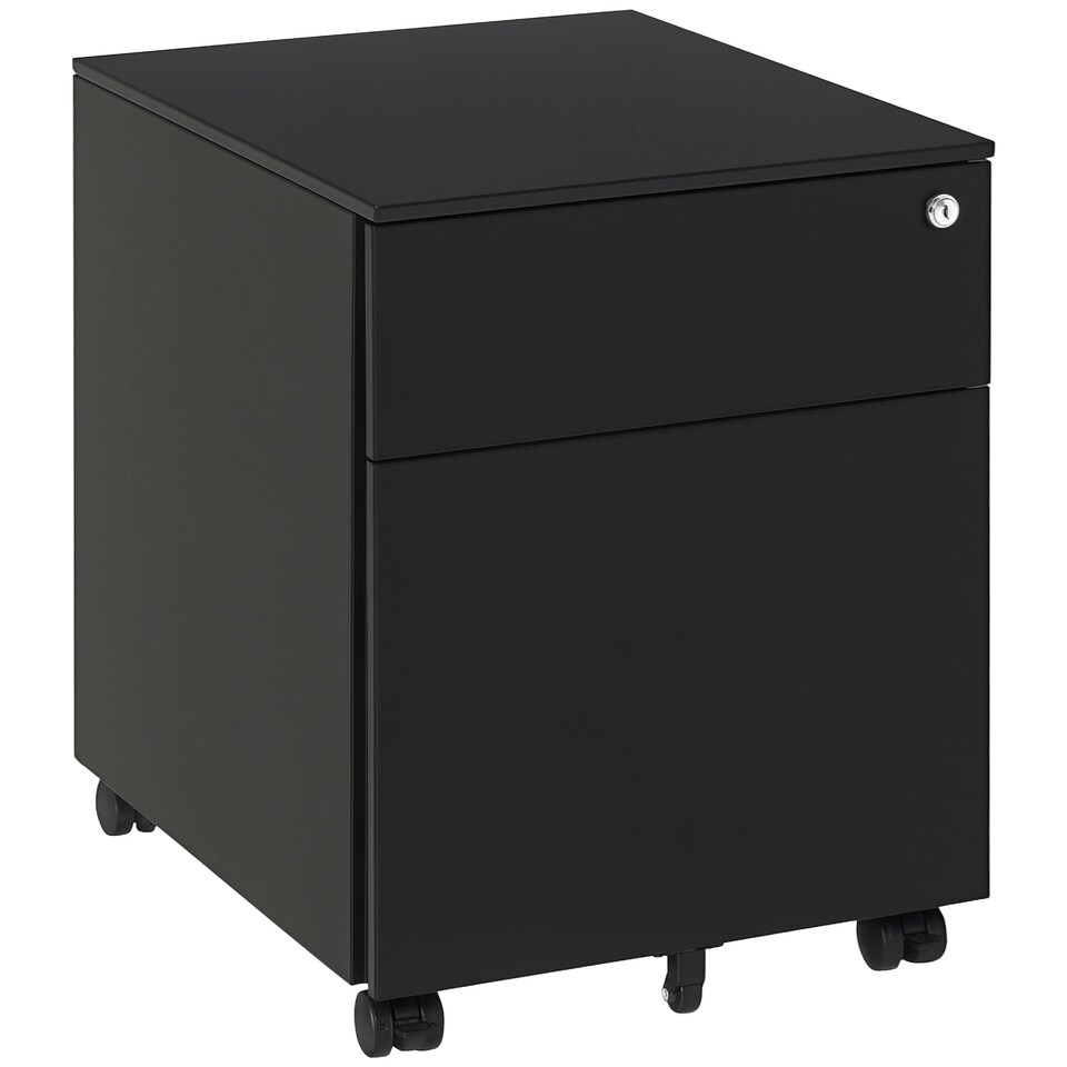 image 1 of Vinsetto Mobile File Cabinet Steel Lockable w/ Pencil Tray for A4, Letters Black