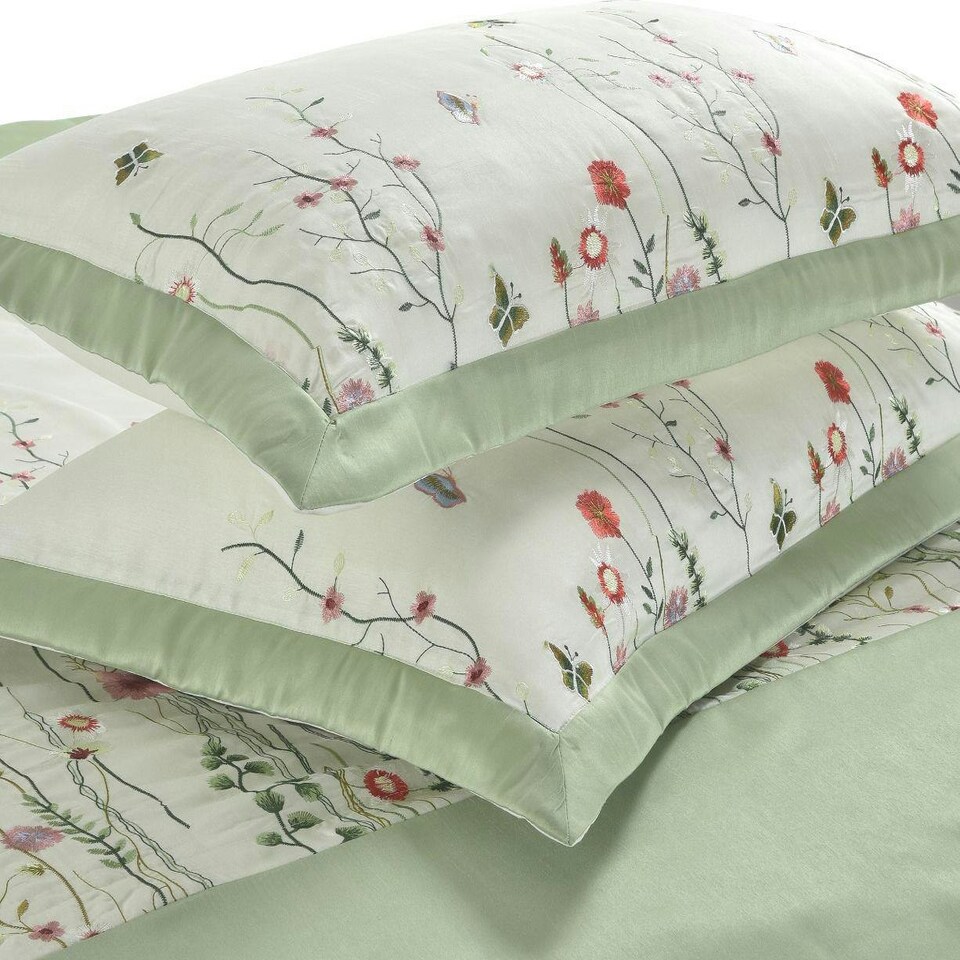 image 1 of Kampala Hill Arabella Duvet Cover Set Green Green | Super King