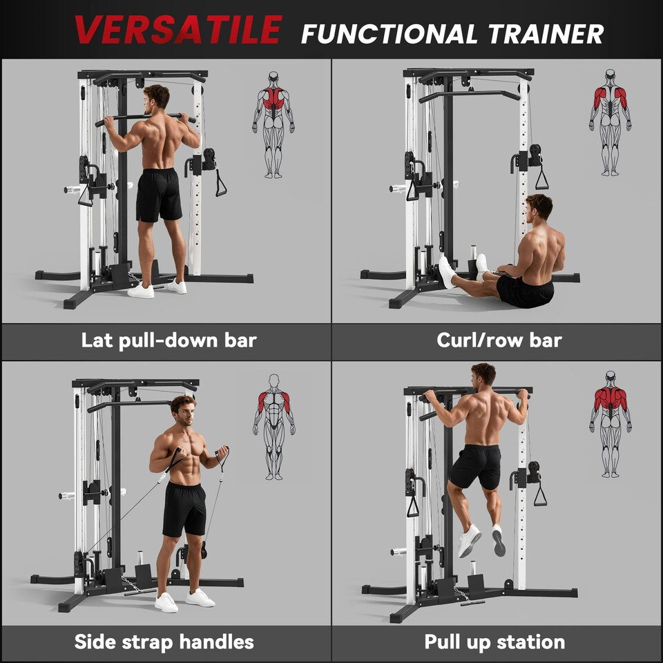 image 1 of SPORTNOW Home Gym Machine, 15-Position Adjustable Training Workout Station