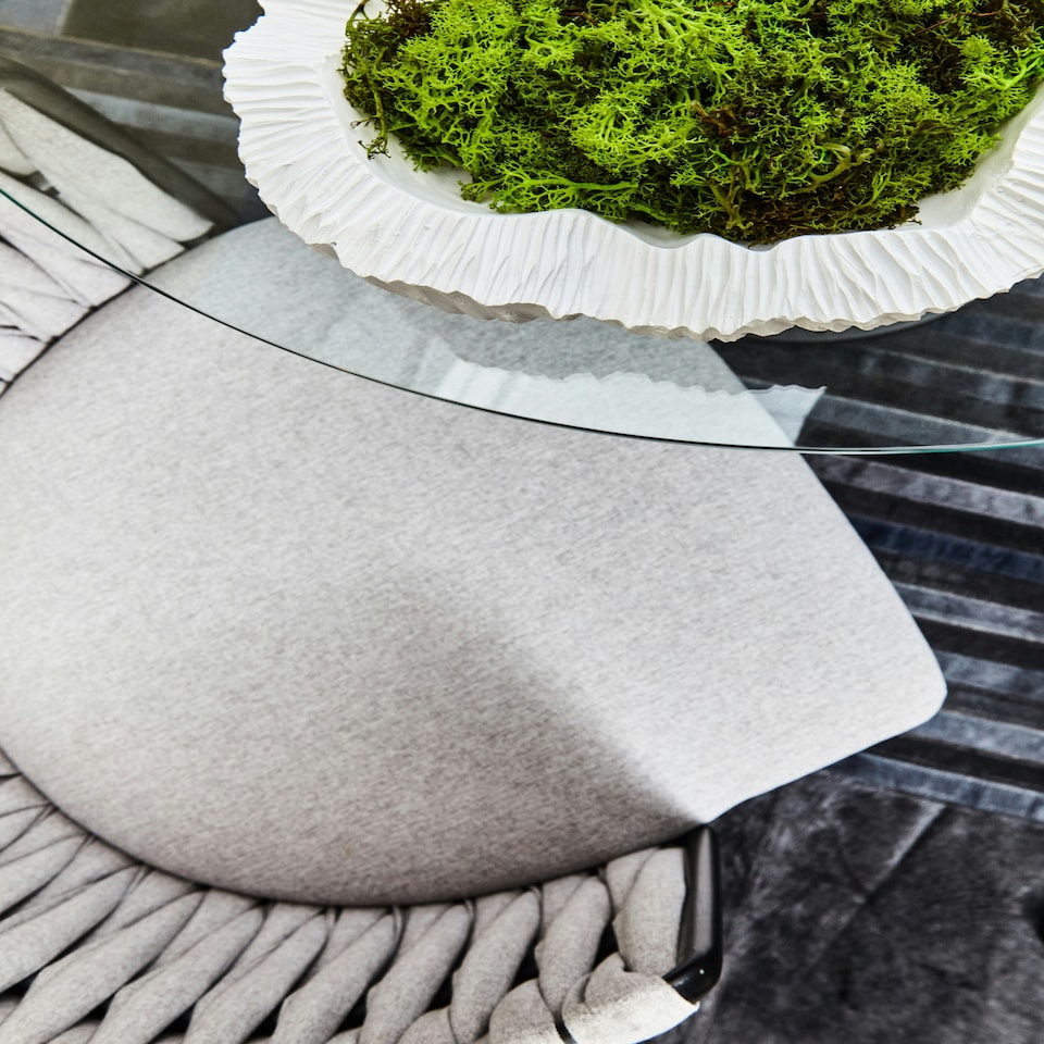 image 1 of Interiors by Premier Grey Dining Chair with Woven Back, Classic Dining Room Chair with Braided Pattern, Fabric Dining Chair Grey