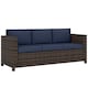 image 1 of Outsunny Rattan Wicker 3-seater Sofa Chair Patio Furniture, Dark Blue | Blue | Orange | Three Seater