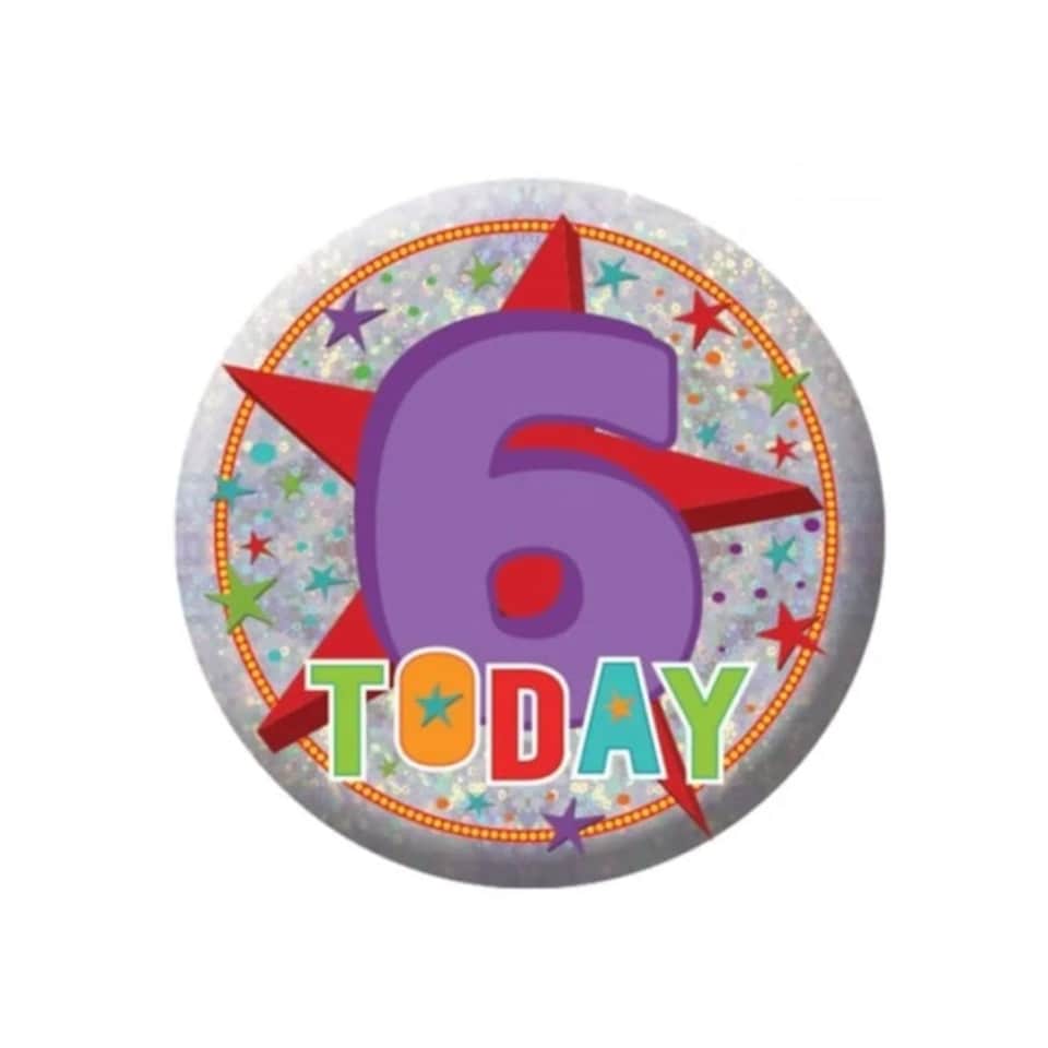 Amscan Holographic 6th Birthday Badge - Multicoloured - One Size