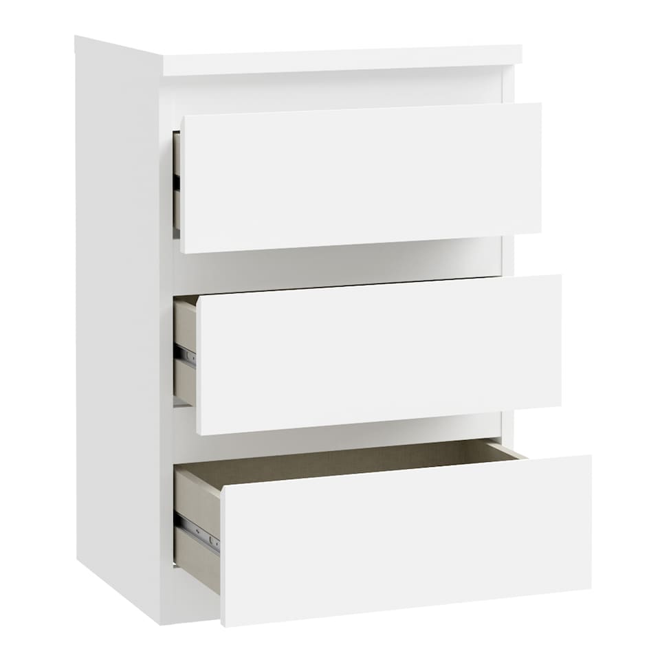 image 1 of Edmore 3 Drawer Bedside Chest in White