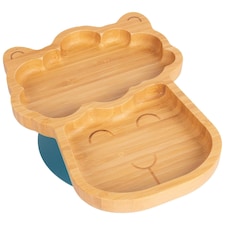 Tiny Dining Llama Bamboo Suction Plate - Navy Blue Blue