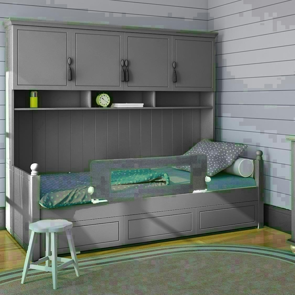 image 1 of Safetots Deluxe Soft Touch Denim Bed Rail, Grey 100cm Wide x 40cm Tall, Toddler Bed Guard For Safety