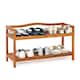 image 1 of COSTWAY 2-Tier Wood Shoe Rack Solid Shoe Storage Shelf Brown