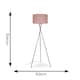 image 7 of ValueLights Camden Brushed Chrome Tripod Floor Lamp Pink Shade and Bulb