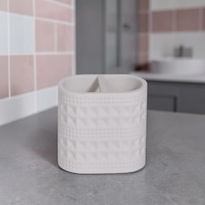 Maison Soft White Shimmer Toothbrush Holder | White | White | 1