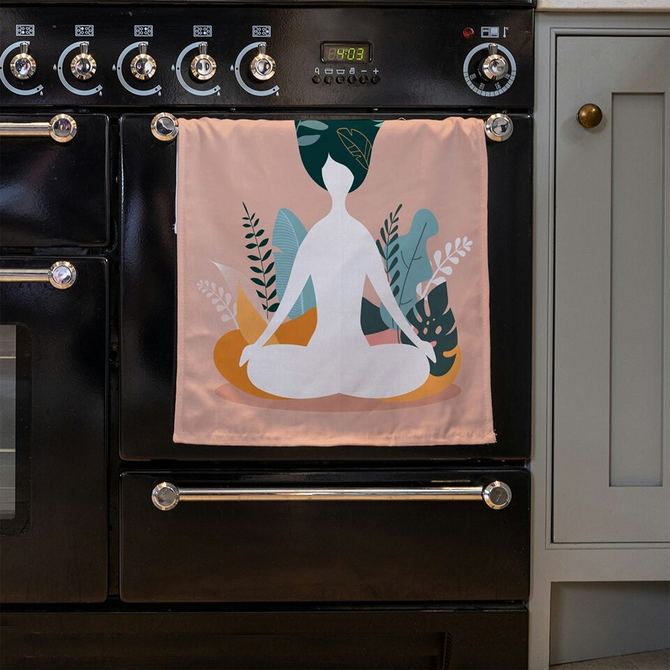 image 1 of mindfulness, meditation and yoga Woman (Kitchen Towel)