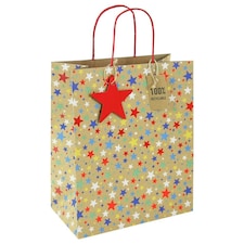Pack of 6 Kraft Multi Stars Large Gift Bags