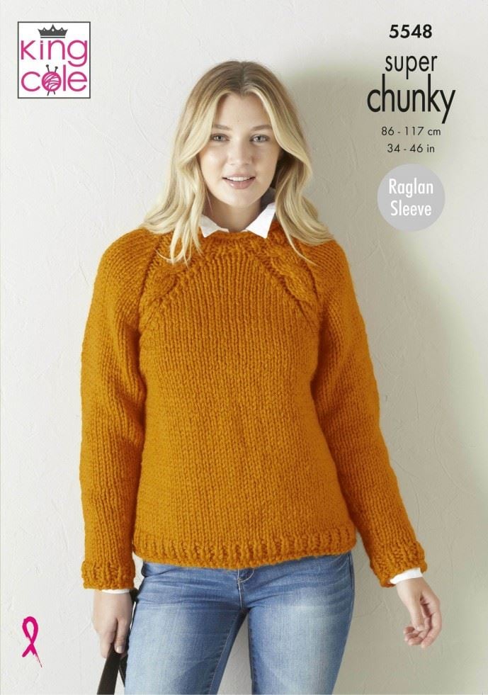 King Cole Big Value Super Chunky Knitting Pattern 5548, Cardigans and Sweaters for Women - 34 - 46 Inches