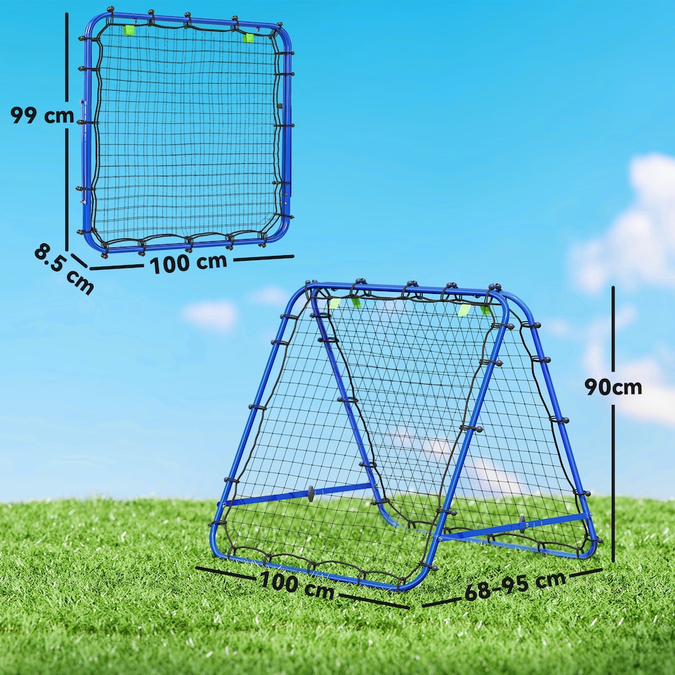image 1 of HOMCOM Double-Sided Football Rebounder Net, Football Rebound Net Target Goal with Five Adjustable Angles, Blue