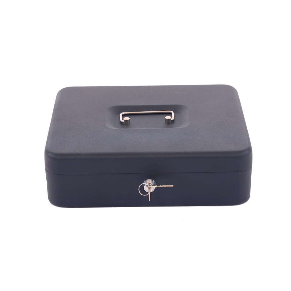 image 1 of 12" Heavy Duty Metal Locking Cash Money Box Safe Security