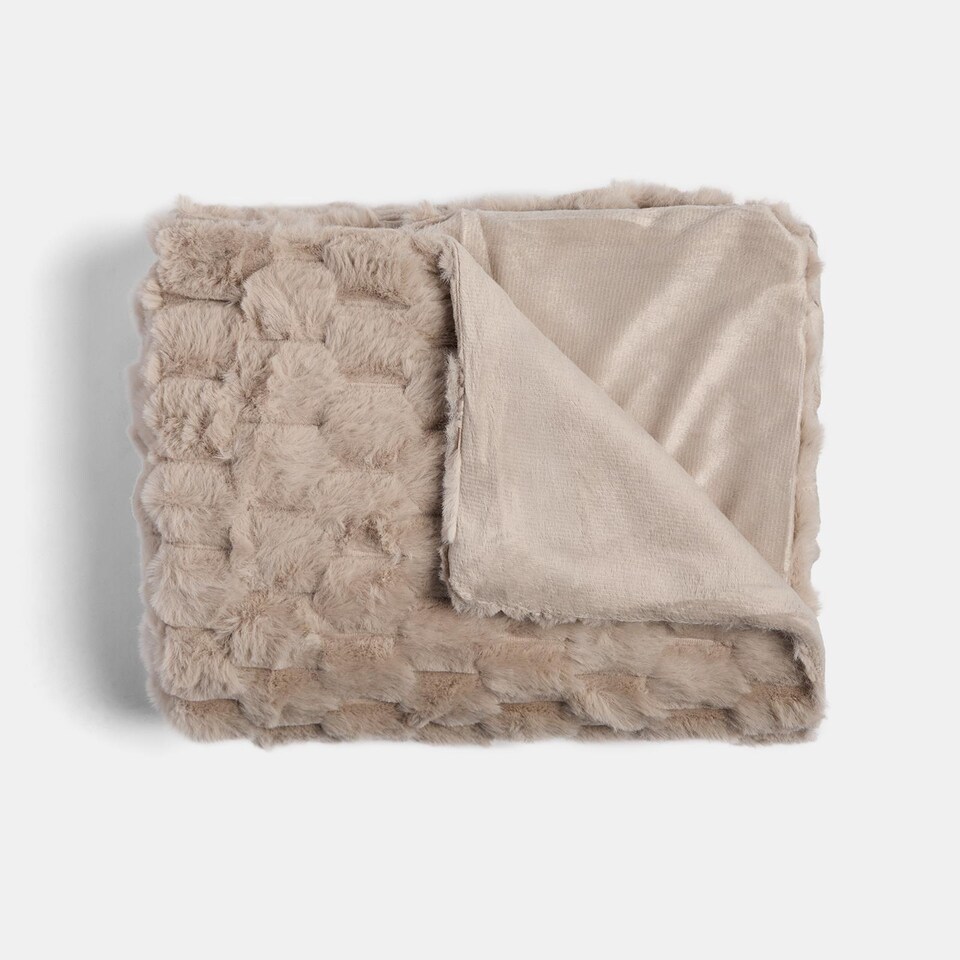 image 1 of OHS Soft Waffle Fleece Faux Fur Thick Blanket Throw