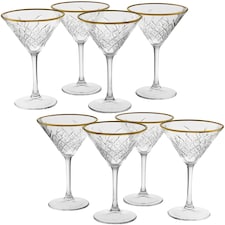 Timeless Martini Glass With Gold Rim Sets Queensway Tall Party Drinks Glassware | Clear | Clear | Set of 8