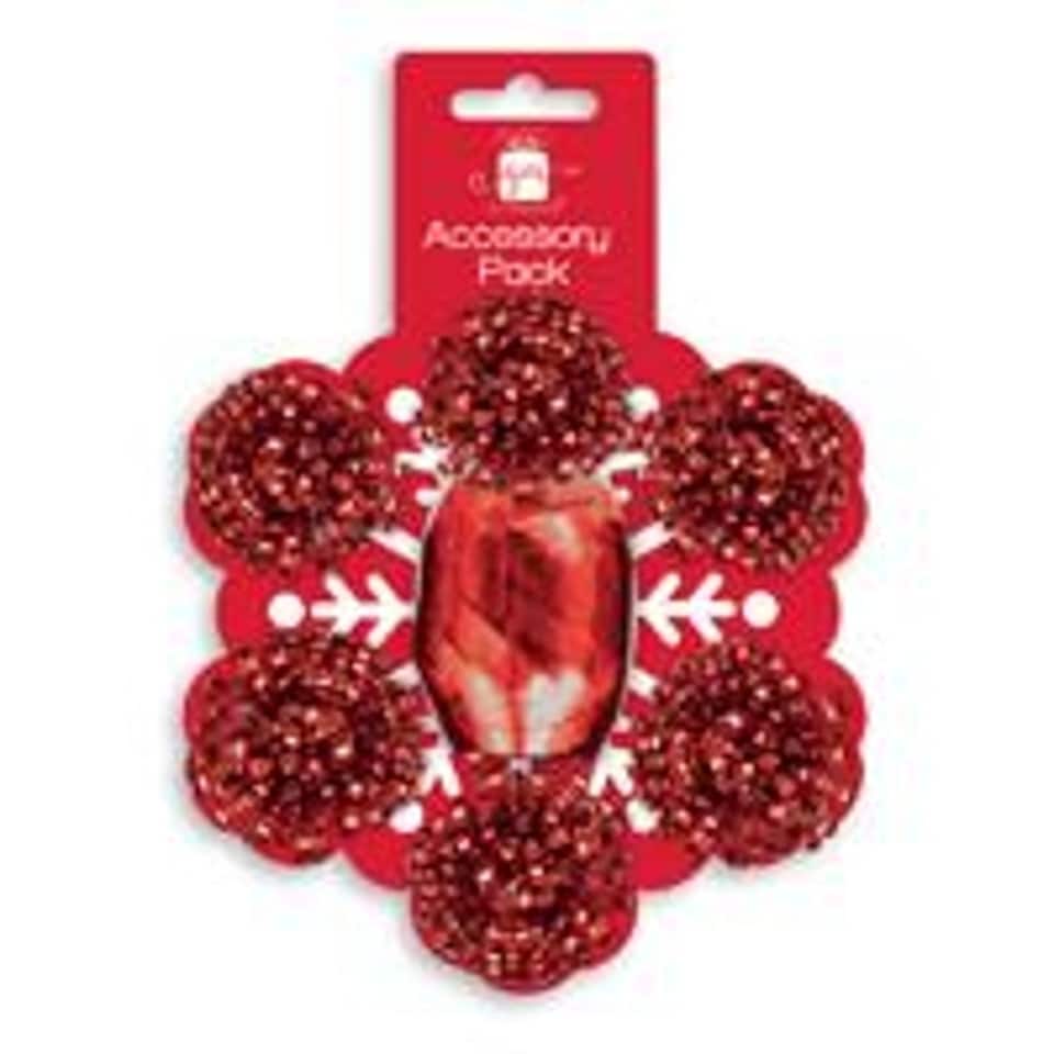 image 1 of Pack of 7 Pieces Christmas Red Bows and Cop Set
