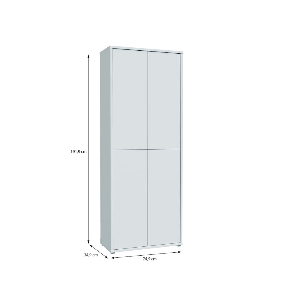 image 1 of Alice Springs Tall Shoe Cabinet with 4 Doors Push-to-Open in Light Grey