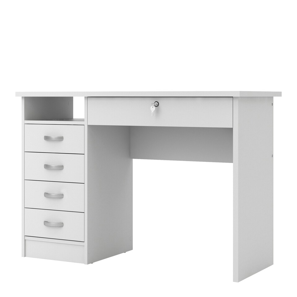 image 1 of Function Plus Desk 5 Drawers in White